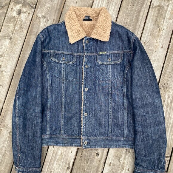 Vintage 2002 Diesel Gregg Fur Sherpa Jacket XL Blue - Picture 11 of 14